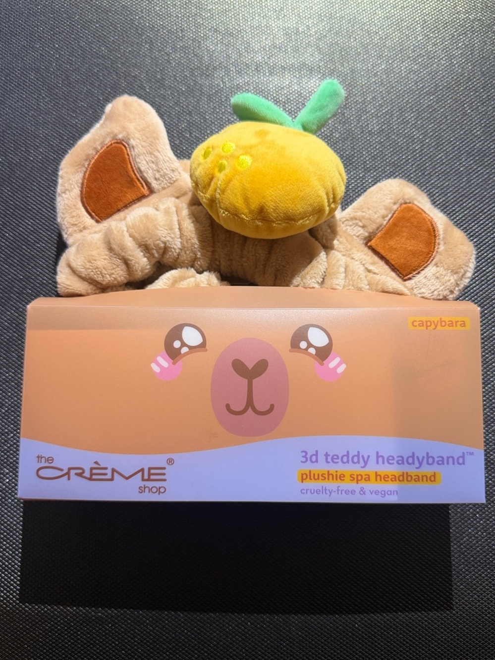 The Creme Shop Capybara 3D Teddy Headband - Plush Orange & Tan Spa Headband